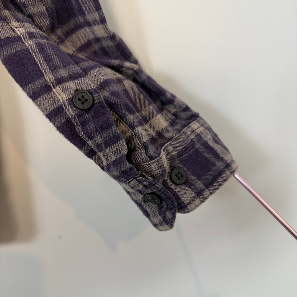Columbia Omni-Wick Plaid Flannel Button Down Shirt Mens L Purple Tan - Picture 3 of 8